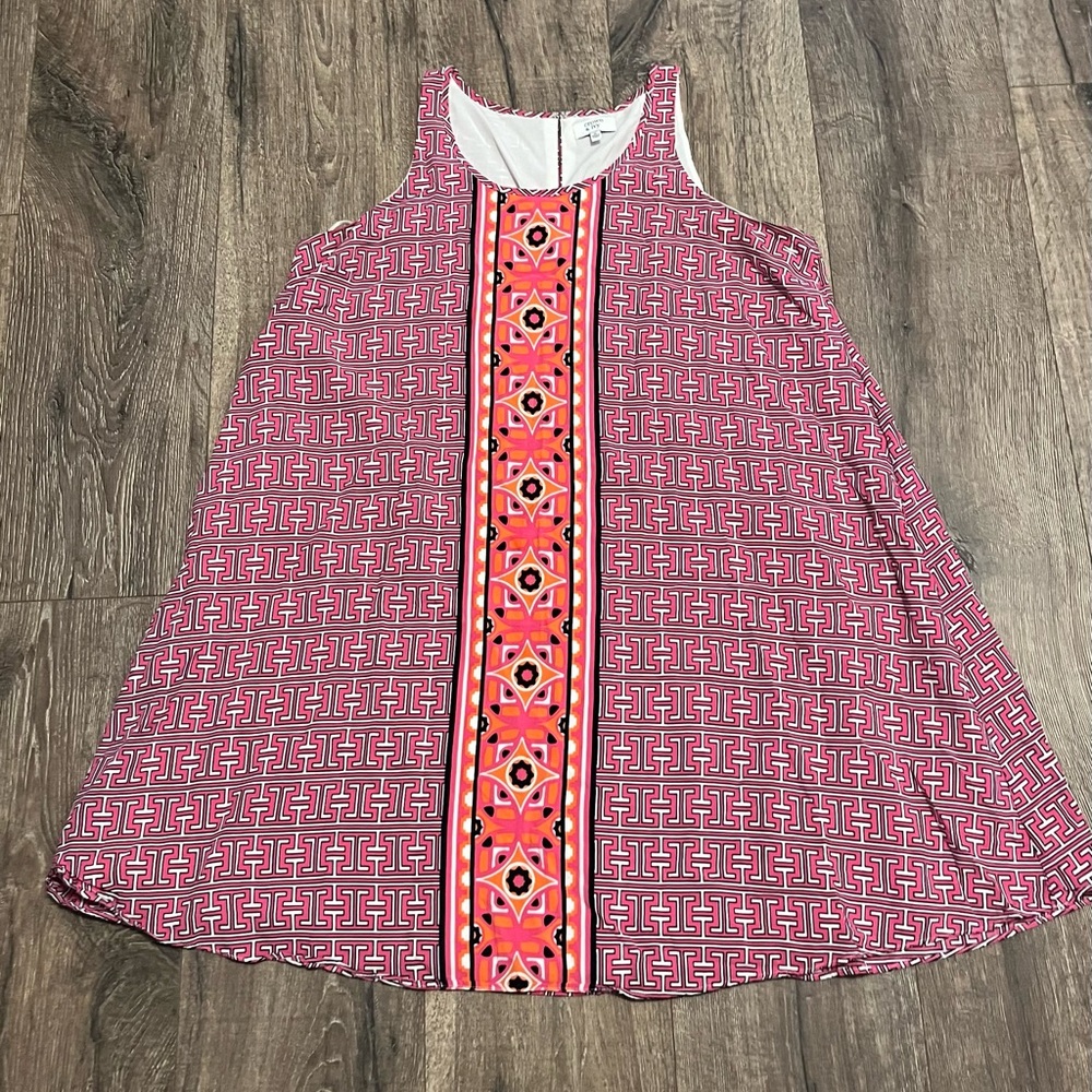 Crown and Ivy Summer Dress - preppy orange and pink- fun print size M